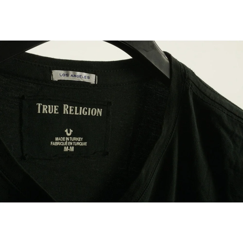 True Religion Big Buddha Men's Medium Short Sleeve‎ Black Graphic Crew T-Shirt
